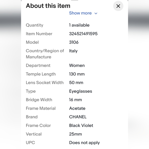 Chanel Vintage Glasses 50mm Black on Puple - Picture 15 of 15